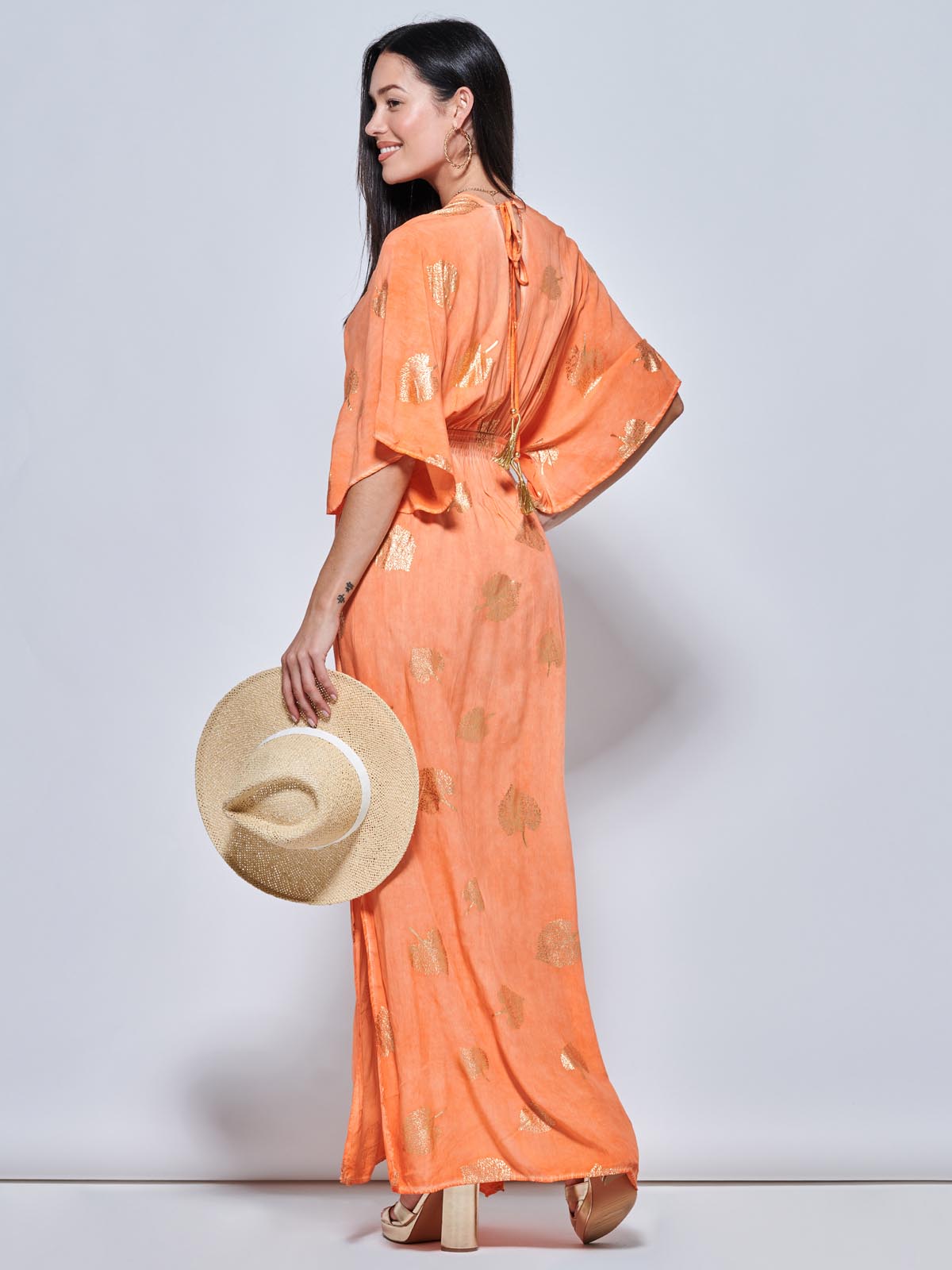 Orange sale kimono dress