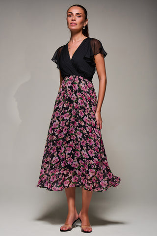 Two Tone Chiffon Midaxi Dress, Pink Floral