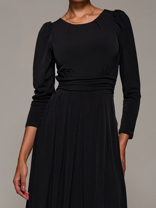 Puff Long Sleeve Jersey Maxi Dress, Black