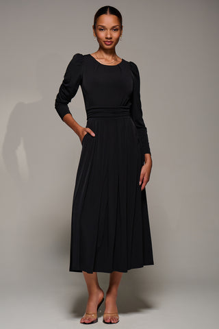 Puff Long Sleeve Jersey Maxi Dress, Black
