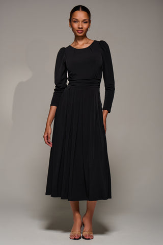Puff Long Sleeve Jersey Maxi Dress, Black