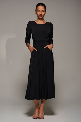 Puff Long Sleeve Jersey Maxi Dress, Black