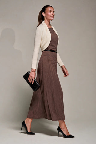 Asymmetric Neckline Midaxi Dress, Brown