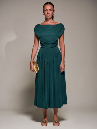 Asymmetric Neckline Midaxi Dress, Dark Green – Jolie Moi Retail
