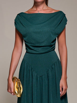 Asymmetric Neckline Midaxi Dress, Dark Green Jolie Moi Retail Asymmetric Neckline Midaxi Dress, Dark Green Jolie Moi Retail