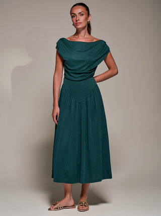 Asymmetric Neckline Midaxi Dress, Dark Green Jolie Moi Retail Asymmetric Neckline Midaxi Dress, Dark Green Jolie Moi Retail