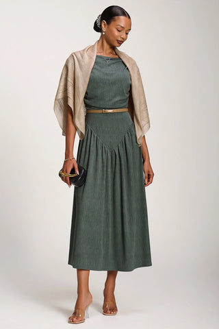 Asymmetric Neckline Midaxi Dress, Khaki