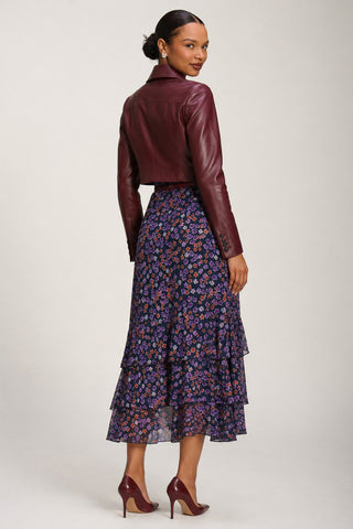Long Sleeve Frill Detail Mesh Maxi dress, Navy Floral