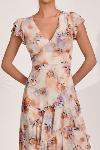 Mesh Ruffle Detail Maxi Dress, Amber Floral