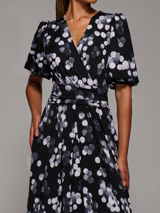 Puff Sleeve Jersey Maxi Dress, Black Spot