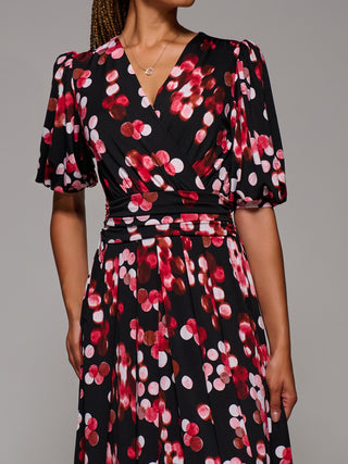 Puff Sleeve Jersey Maxi Dress, Red Spot