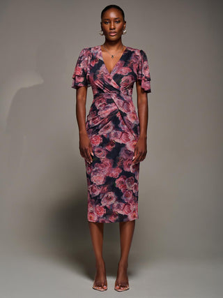 Angel Sleeve Mesh Bodycon Dress, Red floral – Jolie Moi Retail