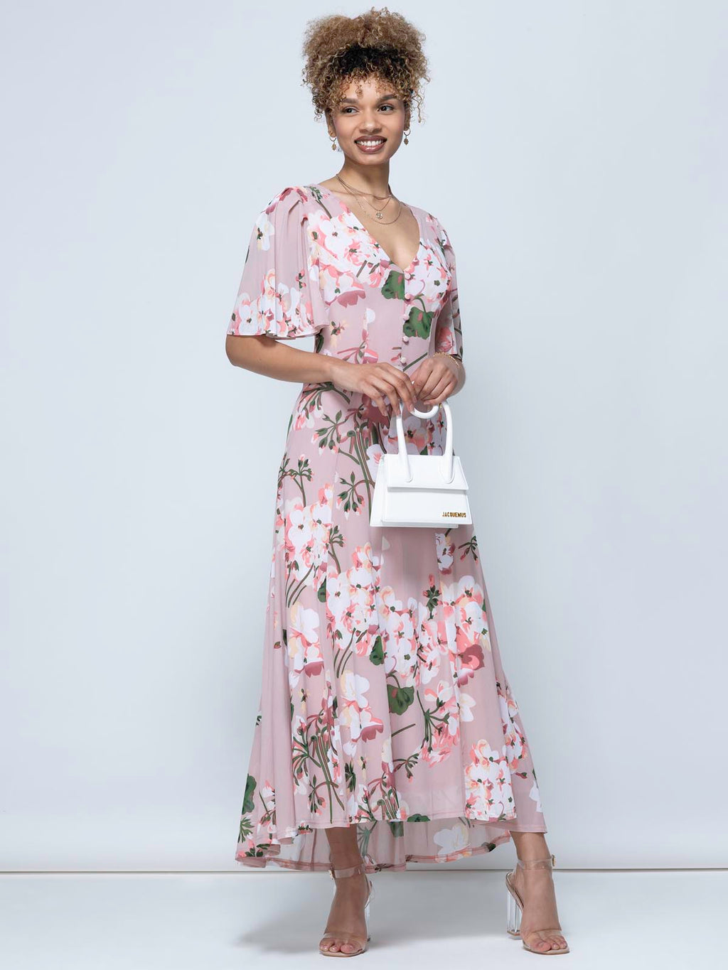 Mabilla Floral Print Mesh Maxi Dress, Dusty Pink – Jolie Moi Retail