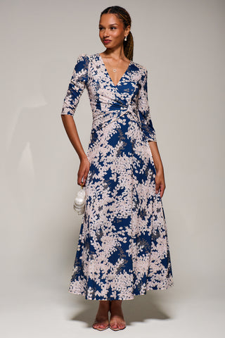 Jersey Fit & Flare Maxi Dress, Navy Abstract Jolie Moi Retail Jersey Fit & Flare Maxi Dress, Navy Abstract Jolie Moi Retail