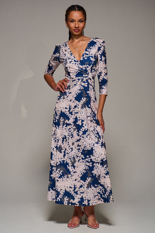 Jersey Fit & Flare Maxi Dress, Navy Abstract