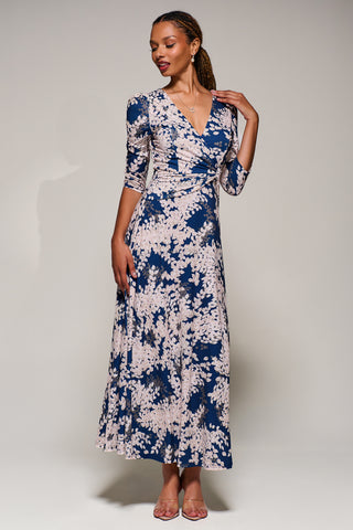 Jersey Fit & Flare Maxi Dress, Navy Abstract Jolie Moi Retail Jersey Fit & Flare Maxi Dress, Navy Abstract Jolie Moi Retail