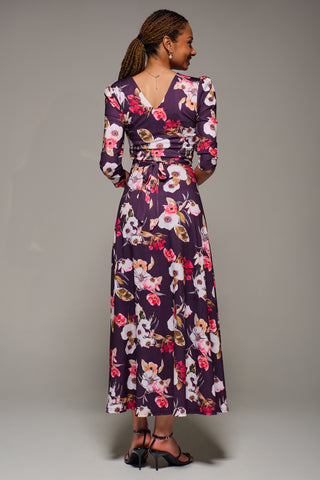 Jersey Fit & Flare Maxi Dress, Purple Floral