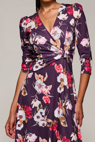 Jersey Fit & Flare Maxi Dress, Purple Floral