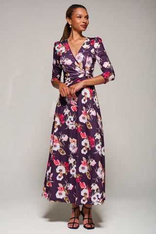 Jersey Fit & Flare Maxi Dress, Purple Floral