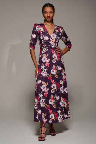 Jersey Fit & Flare Maxi Dress, Purple Floral