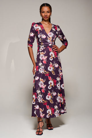 Jersey Fit & Flare Maxi Dress, Purple Floral