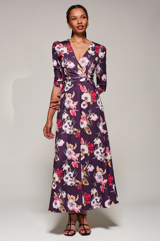 Jersey Fit & Flare Maxi Dress, Purple Floral