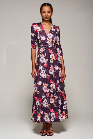 Jersey Fit & Flare Maxi Dress, Purple Floral