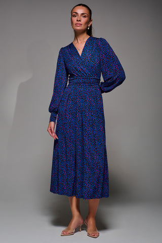 Jolie Moi Nancy Long Sleeve Maxi Dress, Blue Animal