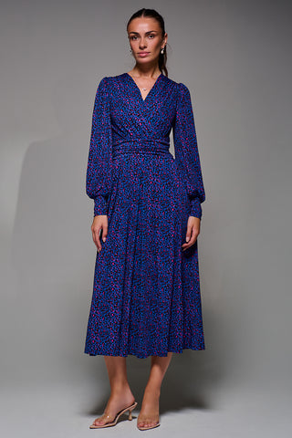 Jolie Moi Nancy Long Sleeve Maxi Dress, Blue Animal