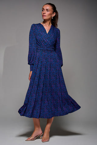 Jolie Moi Nancy Long Sleeve Maxi Dress, Blue Animal