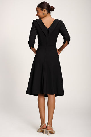 Roll Neck ¾ Sleeve Midi Dress, Black
