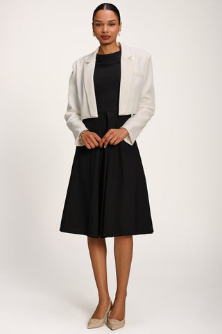 Roll Neck ¾ Sleeve Midi Dress, Black