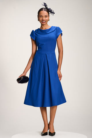 Roll Neck Petal Sleeve Midi Dress, Cobalt Blue Jolie Moi Retail Roll Neck Petal Sleeve Midi Dress, Cobalt Blue Jolie Moi Retail