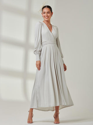 Long Sleeve Super Soft Jersey Maxi Dress, Pearl