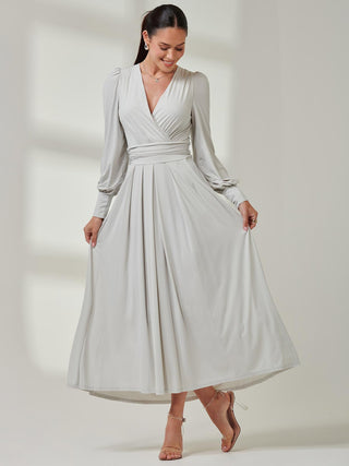 Long Sleeve Super Soft Jersey Maxi Dress, Pearl