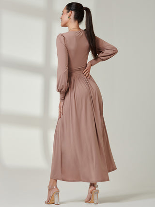 Long Sleeve Super Soft Jersey Maxi Dress, Rose Taupe Jolie Moi Retail Long Sleeve Super Soft Jersey Maxi Dress, Rose Taupe Jolie Moi Retail
