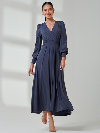 Long Sleeve Super Soft Jersey Maxi Dress, Steel Blue Jolie Moi Retail Long Sleeve Super Soft Jersey Maxi Dress, Steel Blue Jolie Moi Retail