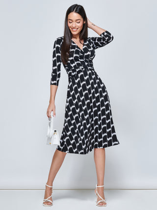 Odilia Fit & Flare Jersey Dress, Black Geo Jolie Moi Retail Odilia Fit & Flare Jersey Dress, Black Geo Jolie Moi Retail