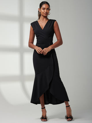 Mabruka Frill Fishtail Maxi Dress, Black Jolie Moi Retail Mabruka Frill Fishtail Maxi Dress, Black Jolie Moi Retail