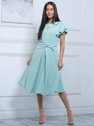 Jolie Moi Jaelyn Flare Sleeve Dress, Light Green