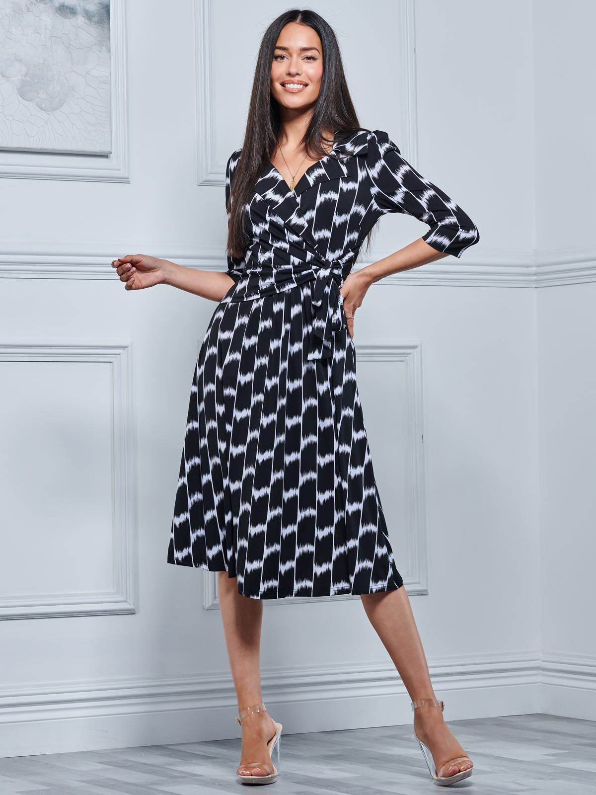 Wrap hot sale collar dress