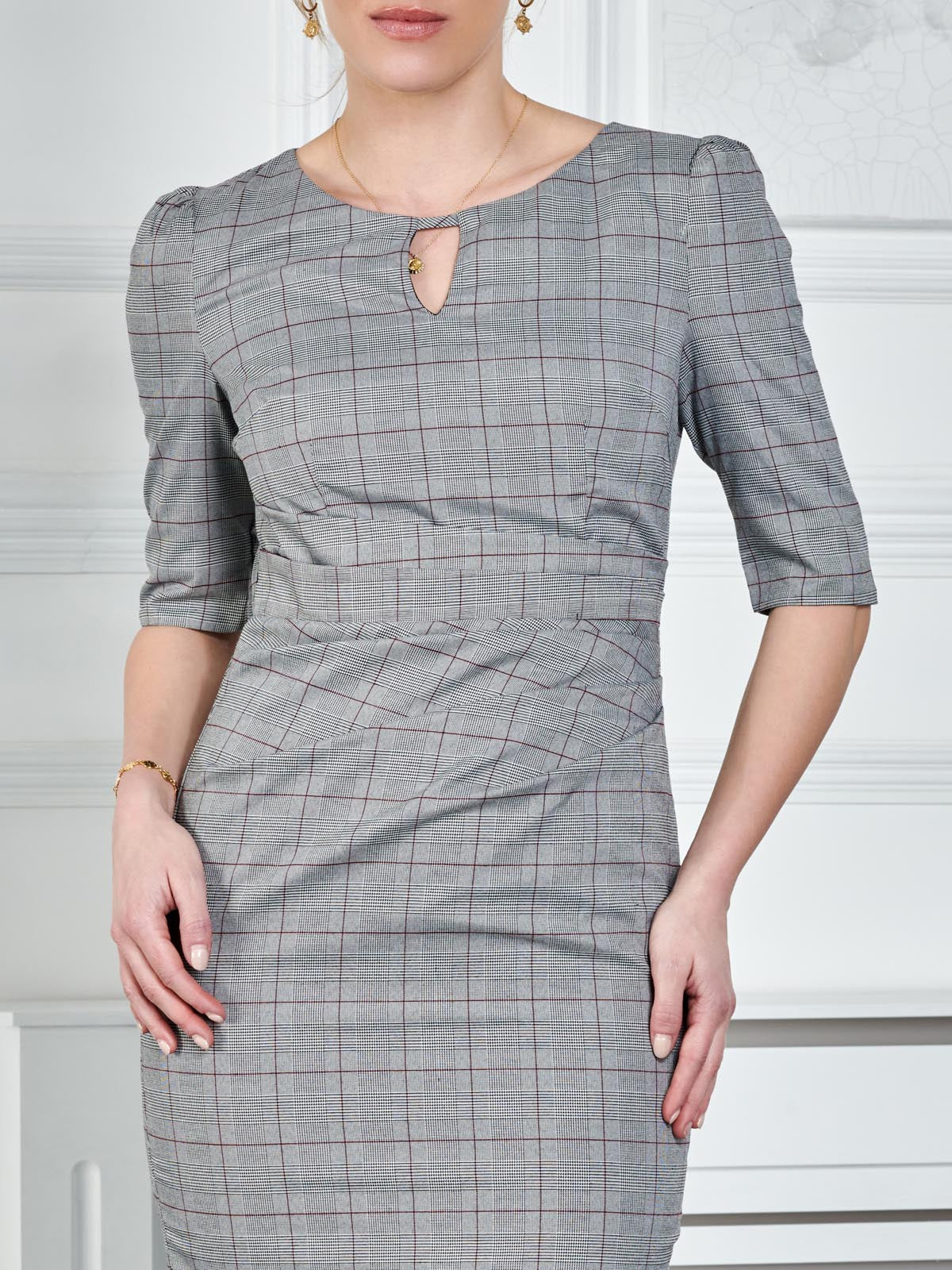 Grey check cheap shift dress