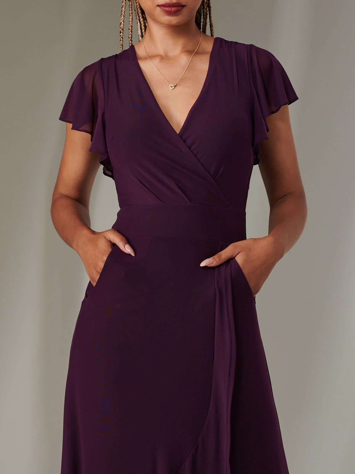 Dark purple wrap dress online