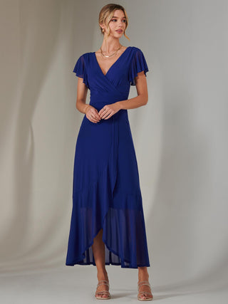 Plain Wrap Mesh Maxi Dress, Navy Jolie Moi Retail Plain Wrap Mesh Maxi Dress, Navy Jolie Moi Retail