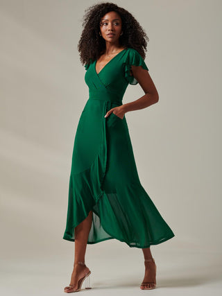 Plain Wrap Mesh Maxi Dress, Teal Jolie Moi Retail Plain Wrap Mesh Maxi Dress, Teal Jolie Moi Retail