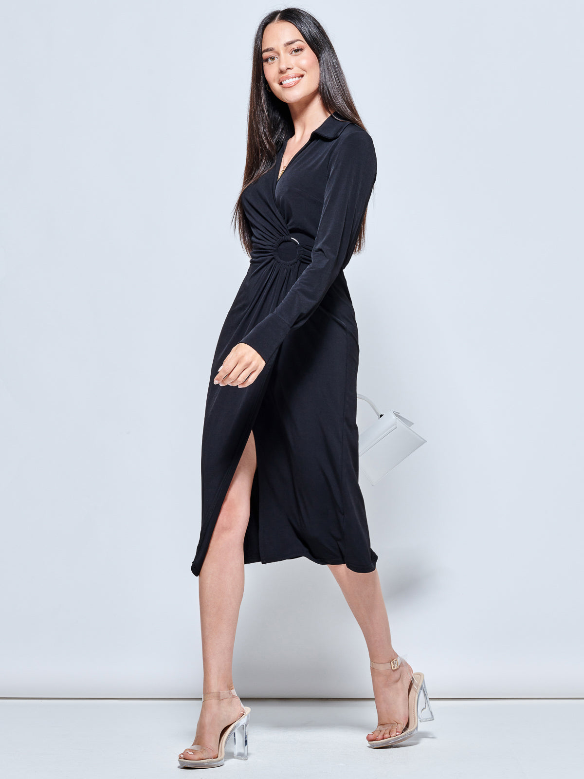 Long black 2024 shirt dress uk