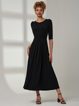 Parker 3/4 Sleeve Maxi Dress, Black