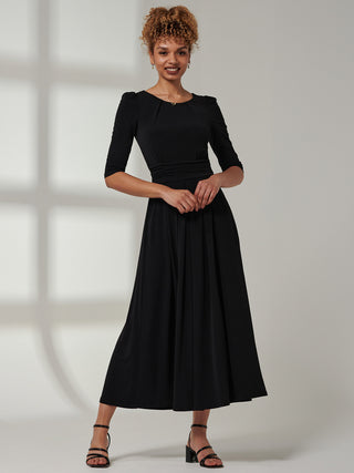 Parker 3/4 Sleeve Maxi Dress, Black