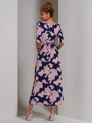 Parker 3/4 Sleeve Maxi Dress, Navy Floral