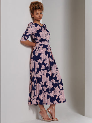 Parker 3/4 Sleeve Maxi Dress, Navy Floral Jolie Moi Retail Parker 3/4 Sleeve Maxi Dress, Navy Floral Jolie Moi Retail